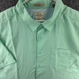 Quiksilver Modal Polyester 2XL Comfort Short Sleeve Check Green Men Casual Shirt